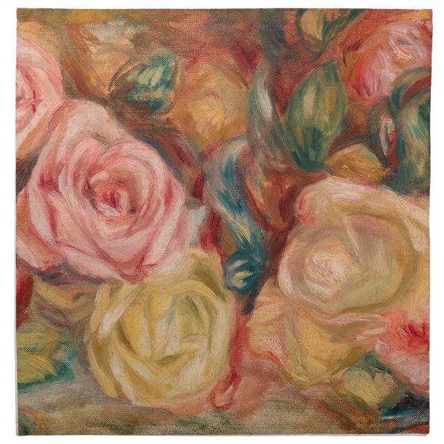 Pierre-Auguste Renoir - Roses Cloth Napkin (Front)
