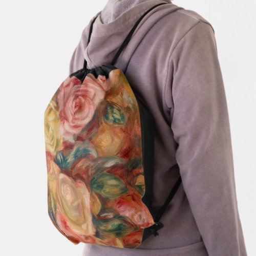 Pierre_Auguste Renoir _ Roses Drawstring Bag