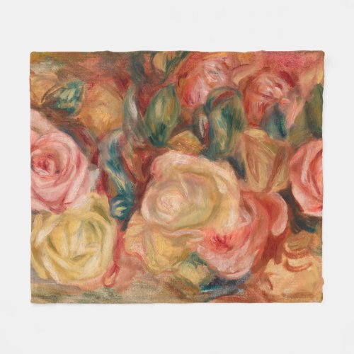 Pierre_Auguste Renoir _ Roses Fleece Blanket