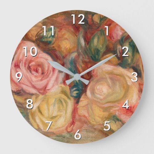 Pierre_Auguste Renoir _ Roses Large Clock