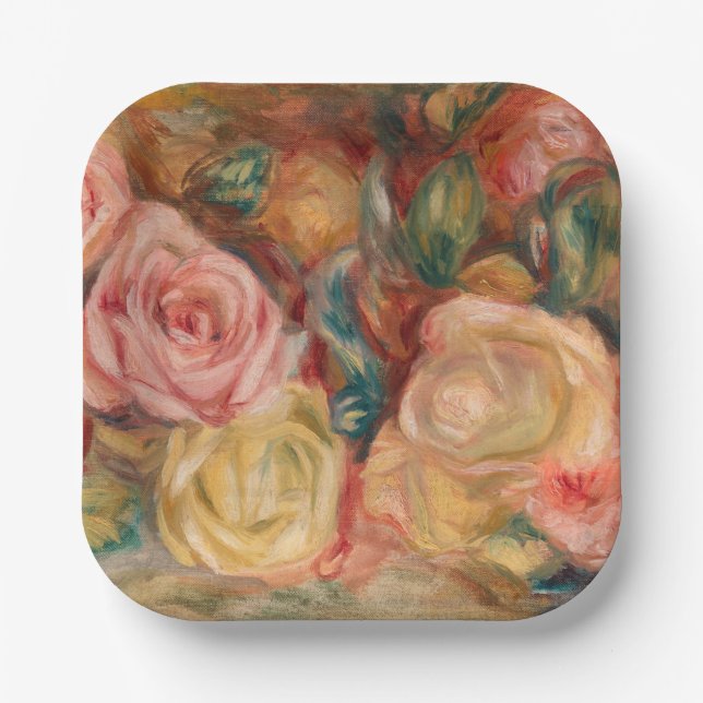 Pierre-Auguste Renoir - Roses Paper Plates (Front)
