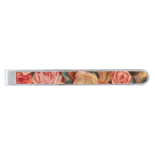 Pierre-Auguste Renoir - Roses Silver Finish Tie Bar (Front)