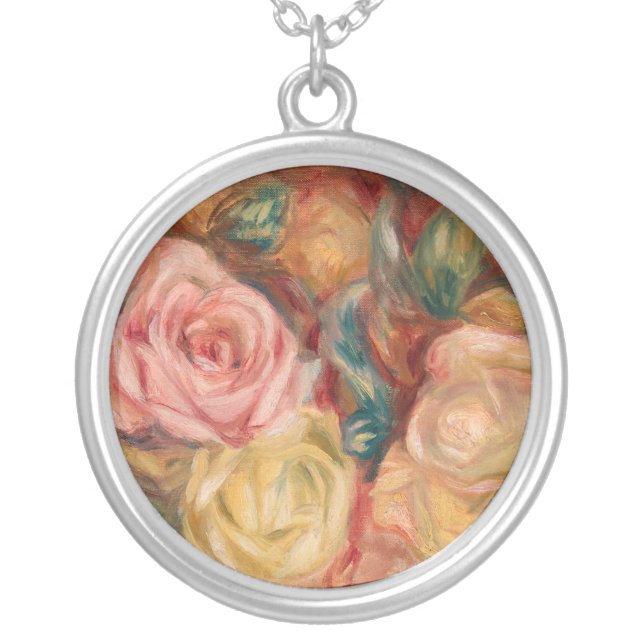 Pierre-Auguste Renoir - Roses Silver Plated Necklace (Front)
