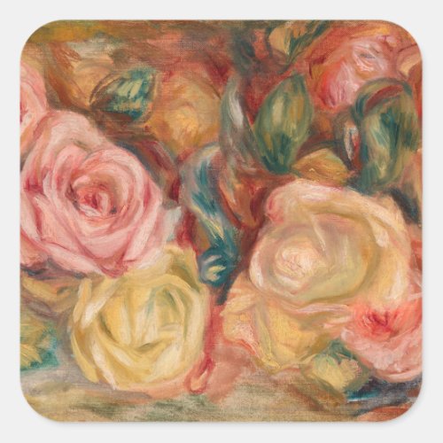 Pierre_Auguste Renoir _ Roses Square Sticker