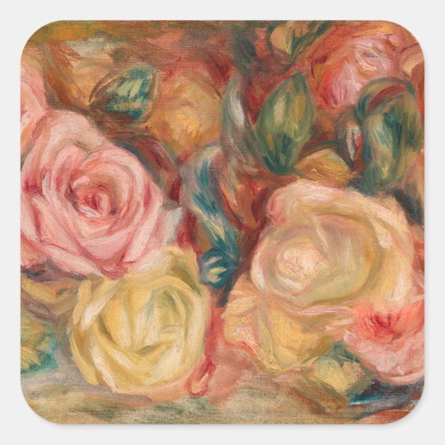 Pierre-Auguste Renoir - Roses Square Sticker (Front)