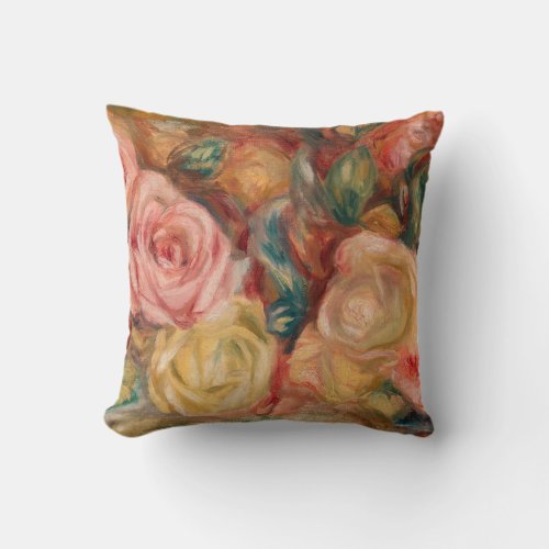 Pierre_Auguste Renoir _ Roses Throw Pillow