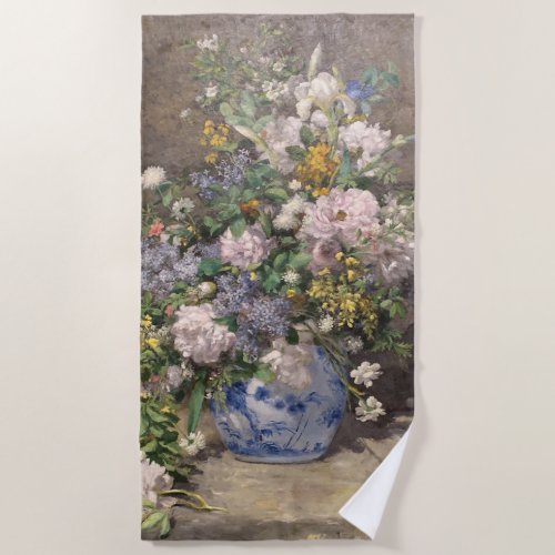 Pierre_Auguste Renoir Spring Bouquet     Beach Towel