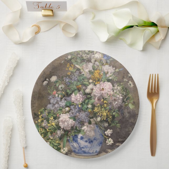 Pierre-Auguste Renoir Spring Bouquet     Paper Plates (Wedding)