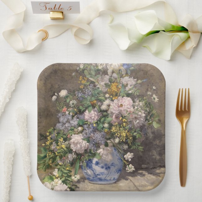 Pierre-Auguste Renoir Spring Bouquet     Paper Plates (Wedding)