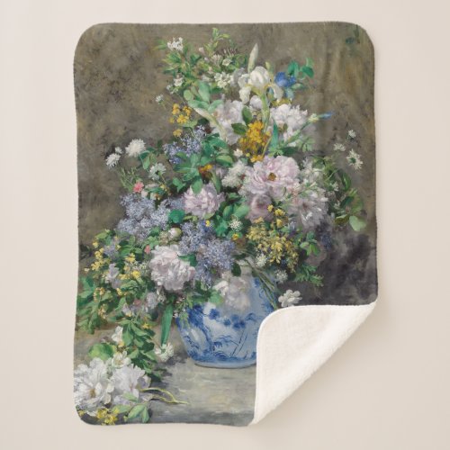 Pierre_Auguste Renoir _ Spring Bouquet Sherpa Blanket