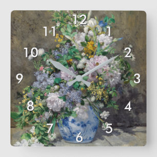 Pierre-Auguste Renoir - Spring Bouquet Square Wall Clock