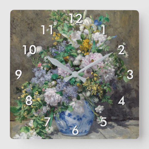 Pierre_Auguste Renoir _ Spring Bouquet Square Wall Clock