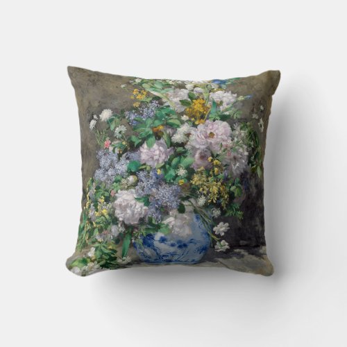 Pierre_Auguste Renoir _ Spring Bouquet Throw Pillow