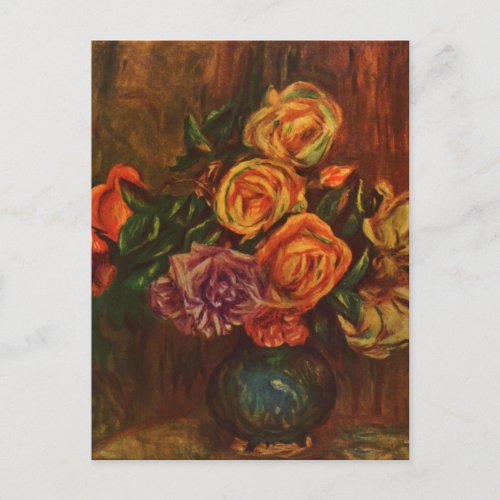 Pierre Auguste Renoir Still Life with Roses Holiday Postcard