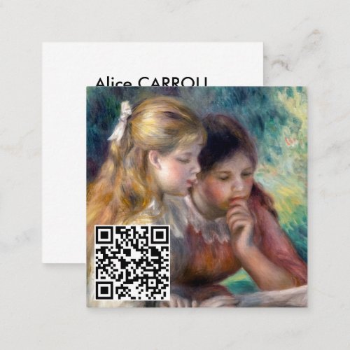 Pierre_Auguste Renoir _ The Reading _ QR Code Square Business Card