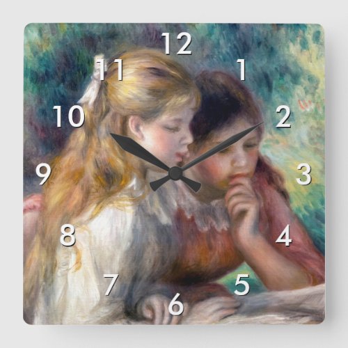 Pierre_Auguste Renoir _ The Reading Square Wall Clock