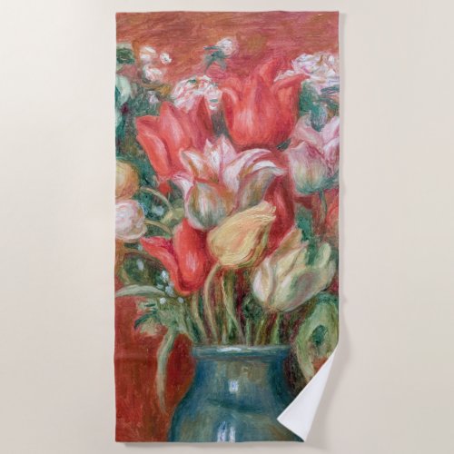 Pierre_Auguste Renoir _ Tulip Bouquet Beach Towel