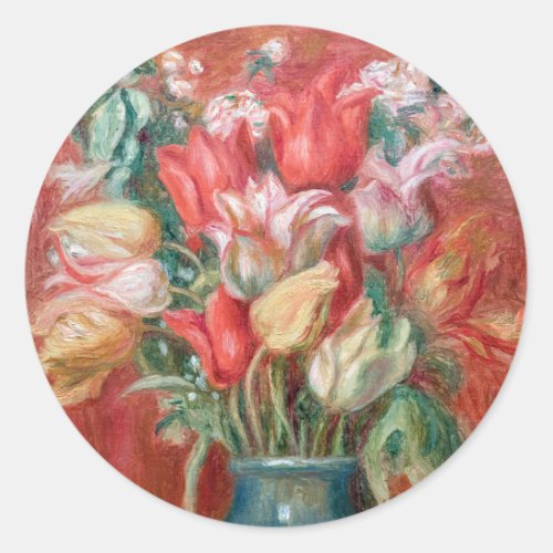 Pierre_Auguste Renoir _ Tulip Bouquet Classic Round Sticker