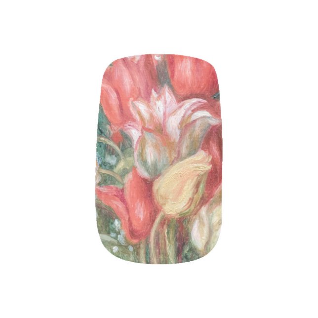 Pierre-Auguste Renoir - Tulip Bouquet Minx Nail Art (Left Thumb)