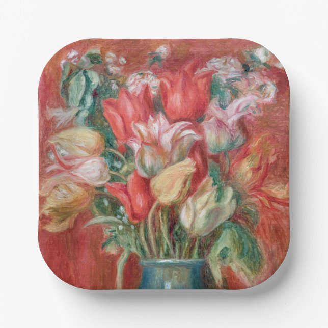 Pierre-Auguste Renoir - Tulip Bouquet Paper Plates (Front)
