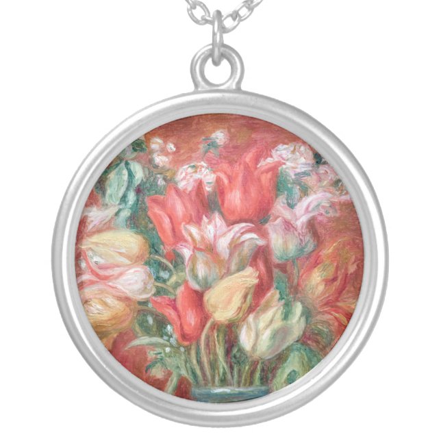 Pierre-Auguste Renoir - Tulip Bouquet Silver Plated Necklace (Front)
