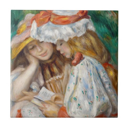 Pierre_Auguste Renoir _ Two Girls Reading Ceramic Tile