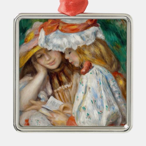 Pierre_Auguste Renoir _ Two Girls Reading Metal Ornament