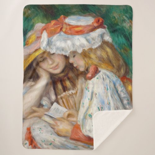 Pierre_Auguste Renoir _ Two Girls Reading Sherpa Blanket