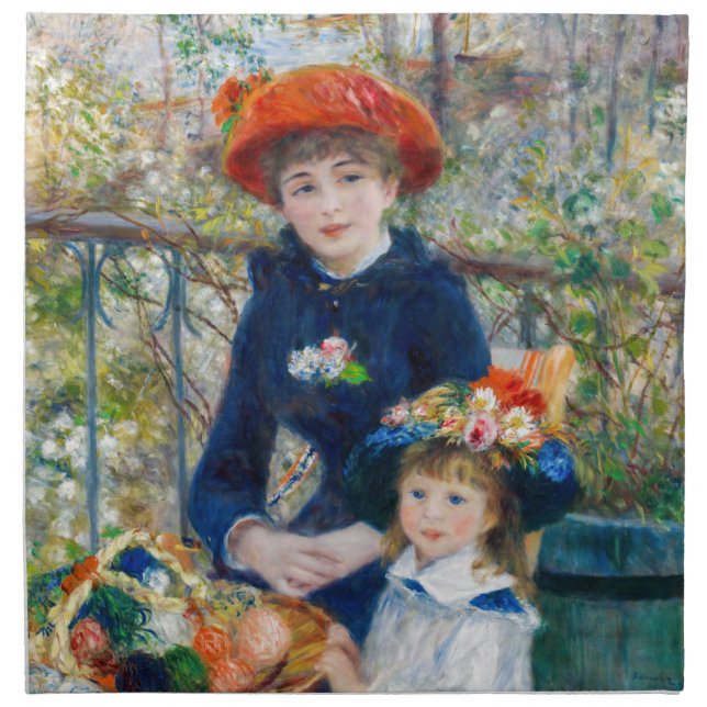 Pierre-Auguste Renoir - Two sisters on the Terrace Cloth Napkin (Front)