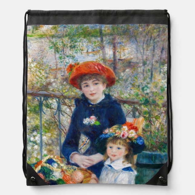 Pierre-Auguste Renoir - Two sisters on the Terrace Drawstring Bag (Front)