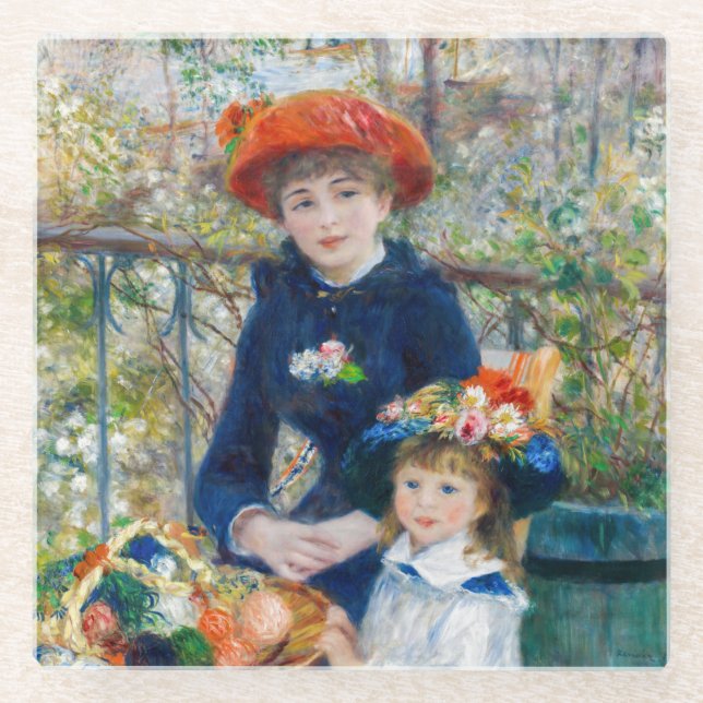 Pierre-Auguste Renoir - Two sisters on the Terrace Glass Coaster (Front)
