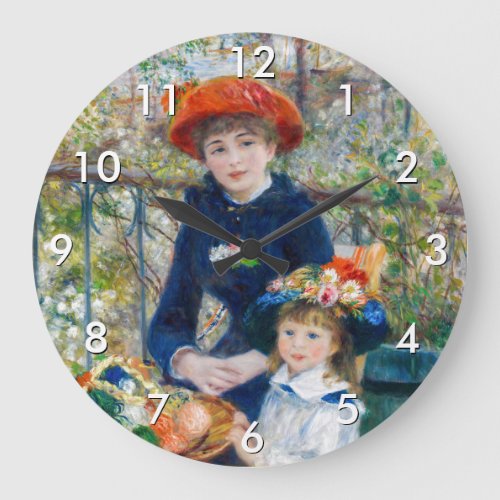 Pierre_Auguste Renoir _ Two sisters on the Terrace Large Clock