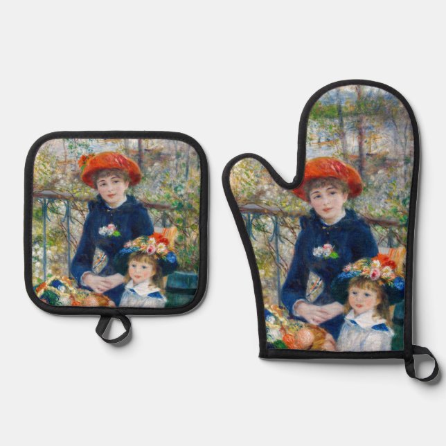 Pierre-Auguste Renoir - Two sisters on the Terrace Oven Mitt & Pot Holder Set (Front)
