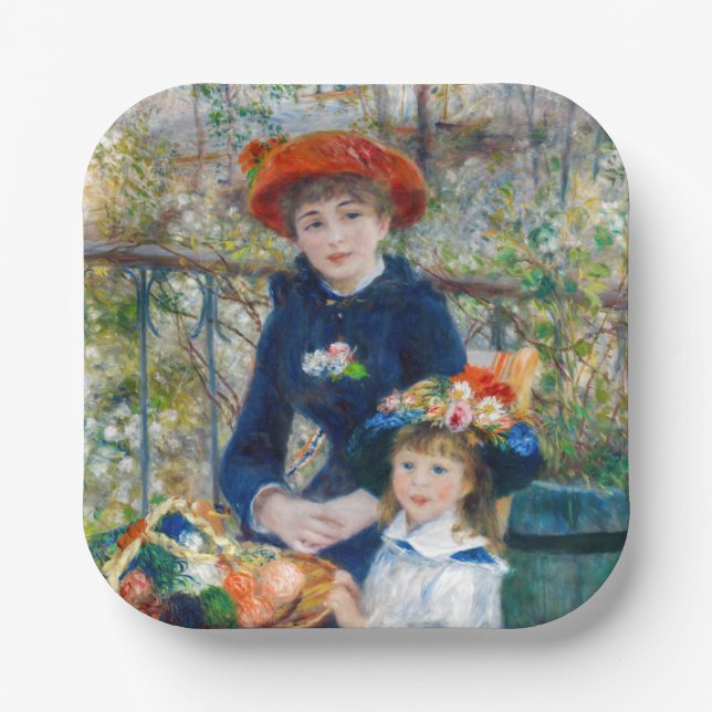 Pierre-Auguste Renoir - Two sisters on the Terrace Paper Plates (Front)