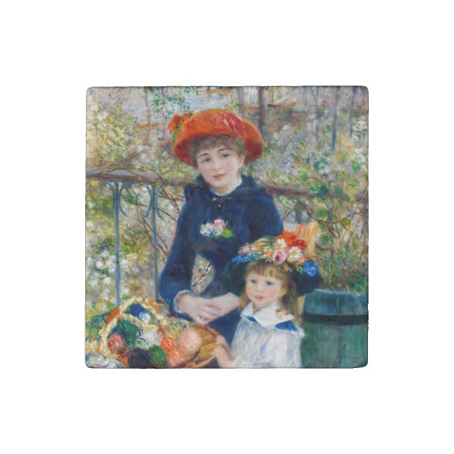 Pierre-Auguste Renoir - Two sisters on the Terrace Stone Magnet (Front)