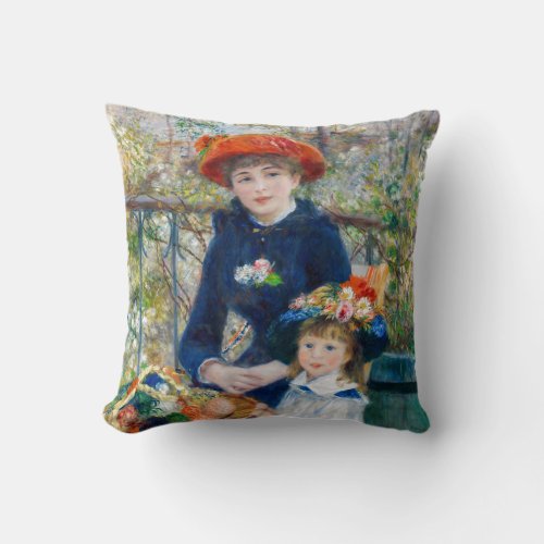 Pierre_Auguste Renoir _ Two sisters on the Terrace Throw Pillow