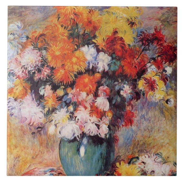 Pierre-Auguste Renoir Vase of Chrysanthemums Ceramic Tile (Front)