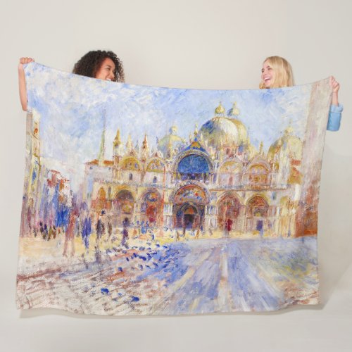 Pierre_Auguste Renoir _ Venice Piazza San Marco Fleece Blanket