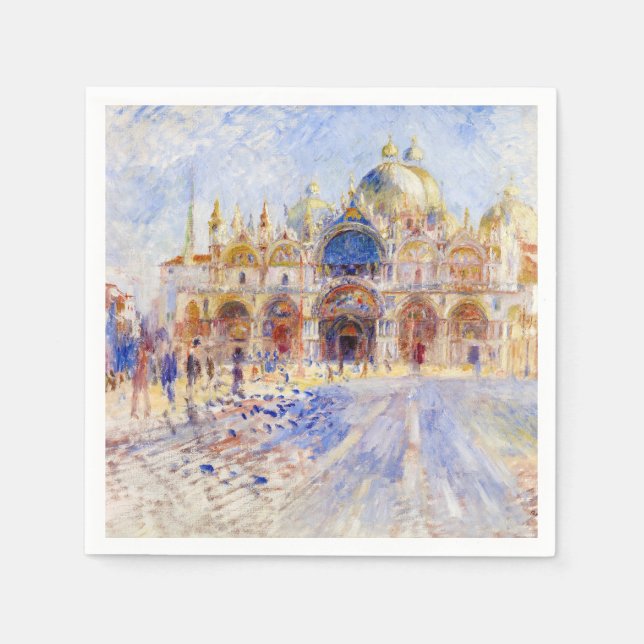 Pierre-Auguste Renoir - Venice, Piazza San Marco Napkins (Front)