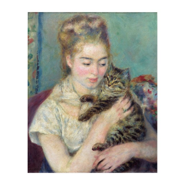 Pierre-Auguste Renoir - Woman with a Cat Acrylic Print (Front)