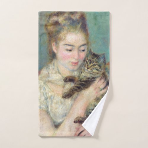Pierre_Auguste Renoir _ Woman with a Cat Bath Towel Set
