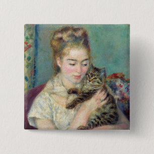 Pierre Auguste Renoir - Woman with a Cat Button