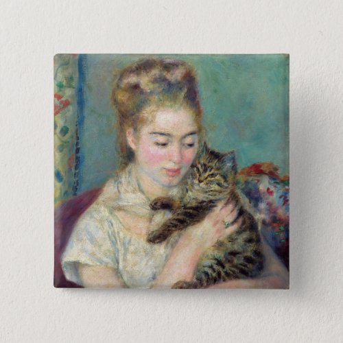 Pierre Auguste Renoir _ Woman with a Cat Button