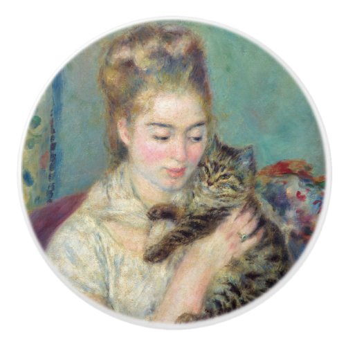 Pierre_Auguste Renoir _ Woman with a Cat Ceramic Knob