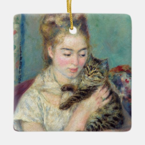 Pierre_Auguste Renoir _ Woman with a Cat Ceramic Ornament