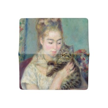 Pierre-auguste Renoir - Woman With A Cat Checkbook Cover by PaintingArtwork at Zazzle