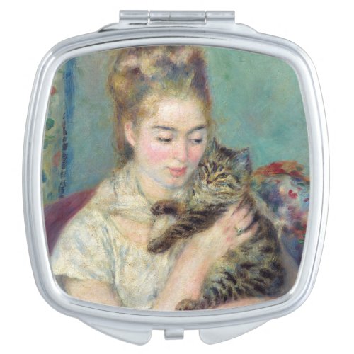 Pierre_Auguste Renoir _ Woman with a Cat Compact Mirror