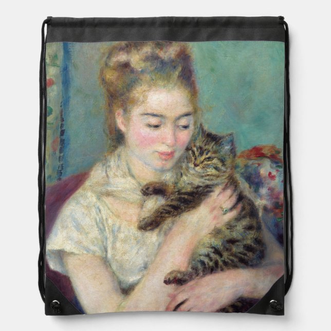 Pierre-Auguste Renoir - Woman with a Cat Drawstring Bag (Front)