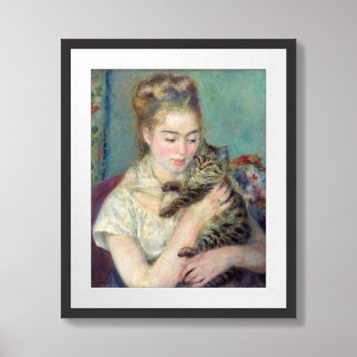 Pierre_Auguste Renoir _ Woman with a Cat Framed Art