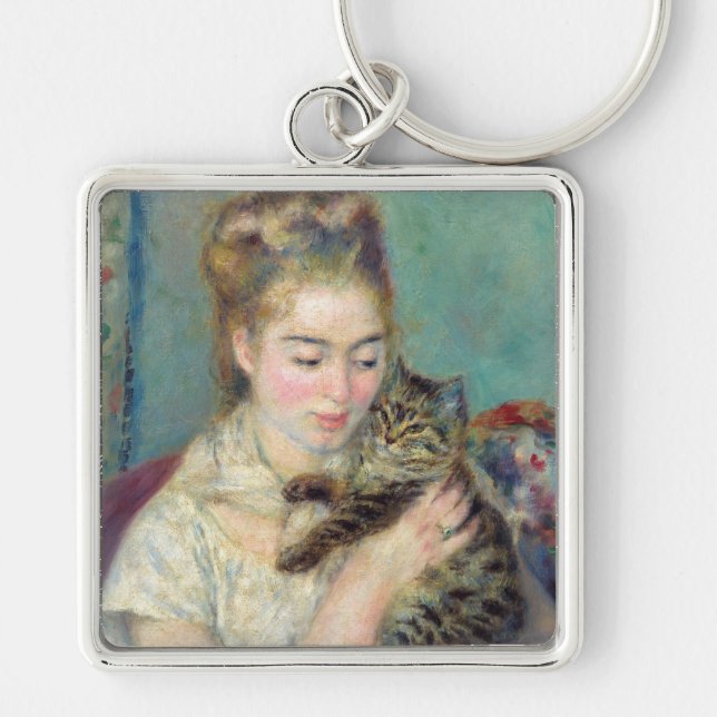 Pierre-Auguste Renoir - Woman with a Cat Keychain (Front)